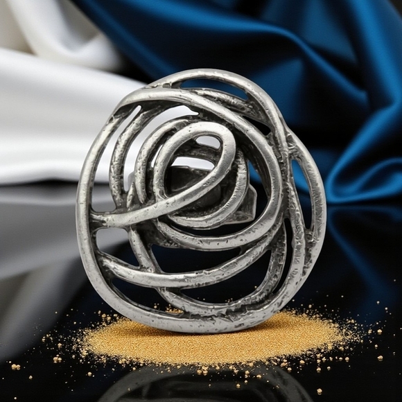 Turkish Zamak Boho Chic Handmade Adjustable Flower Ring🌹 Statement Jewelry - Picture 14 of 14